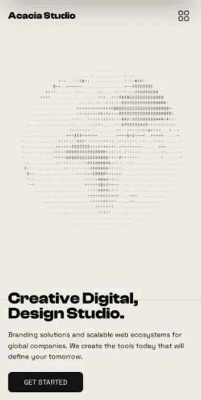 Acacia Studio home page on mobile