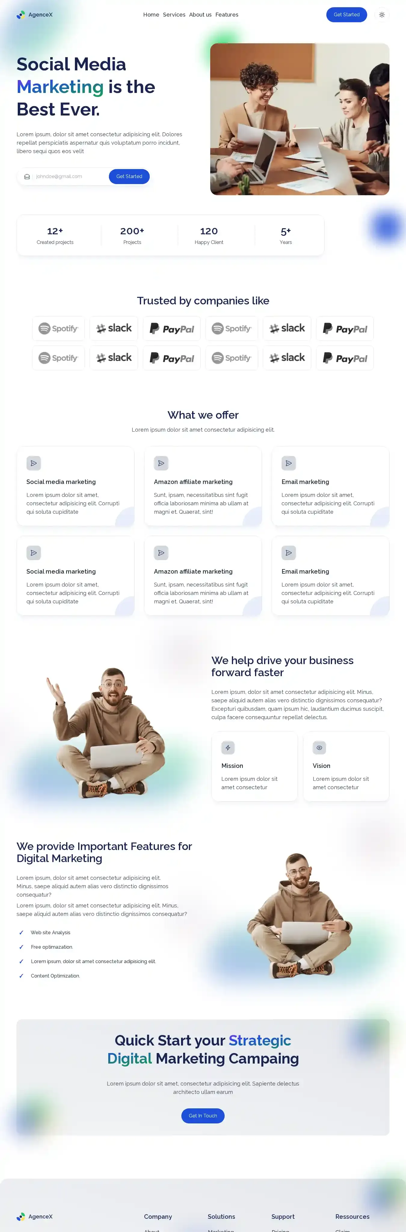 AgenceX home page on desktop