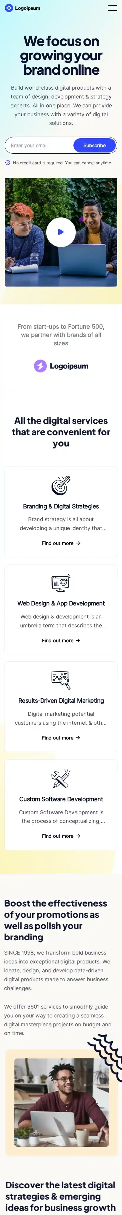 Agency04 home page on mobile