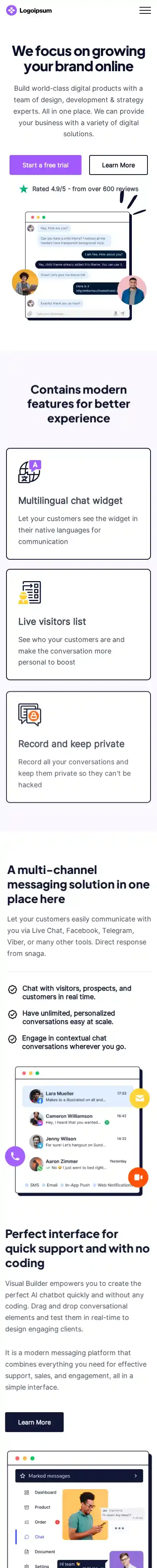 Agency05 home page on mobile