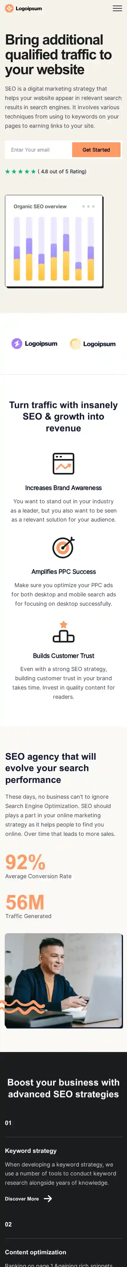 Agency08 home page on mobile