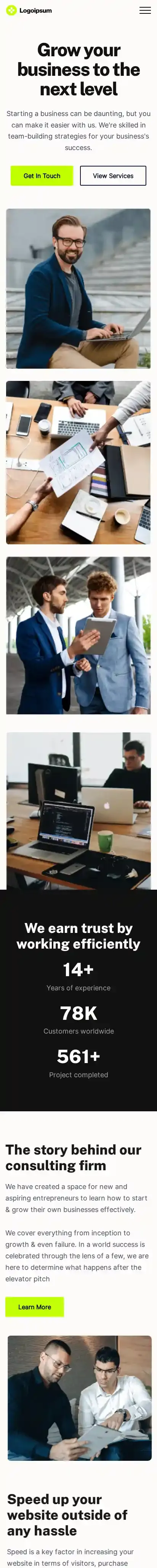 Agency11 home page on mobile