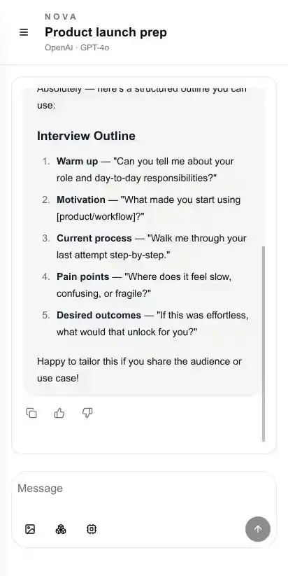 AI Chat Bot home page on mobile