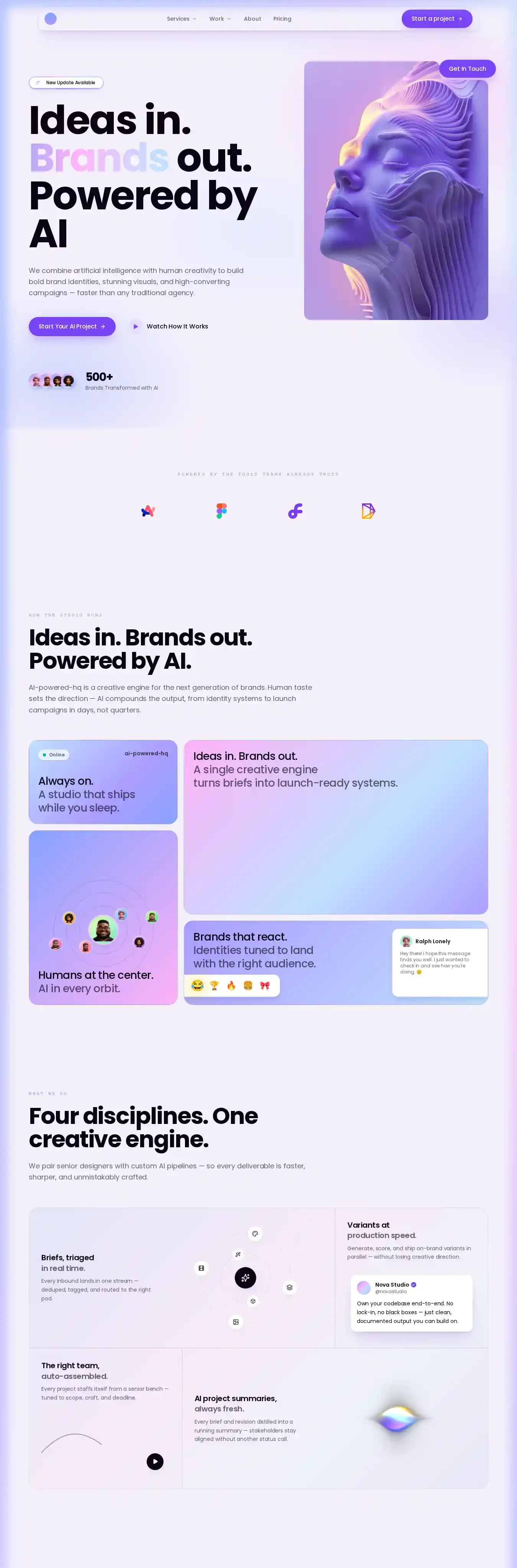 AI-powered-hq home page on desktop