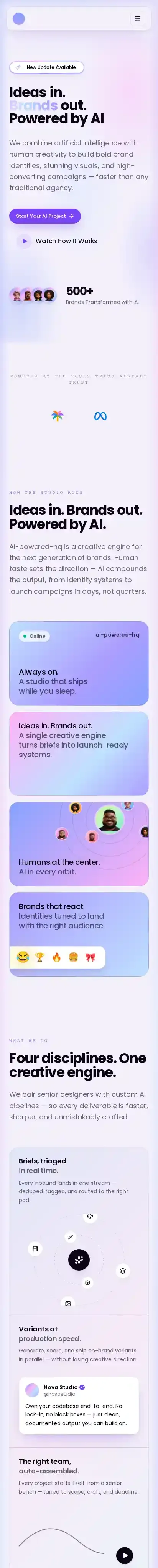 AI-powered-hq home page on mobile