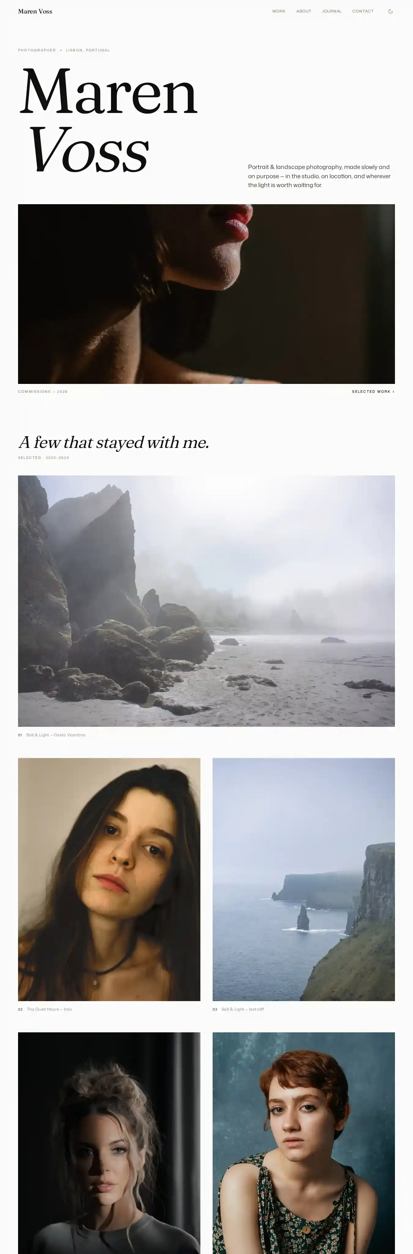 Aperture home page on desktop
