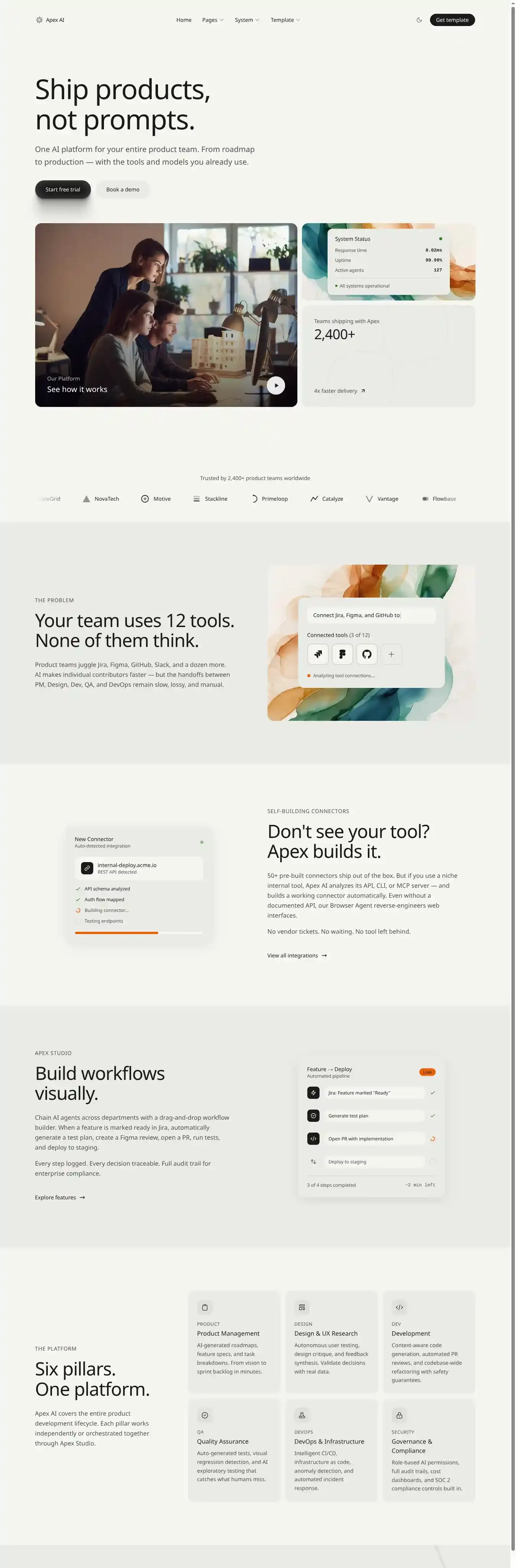 APEX home page on desktop