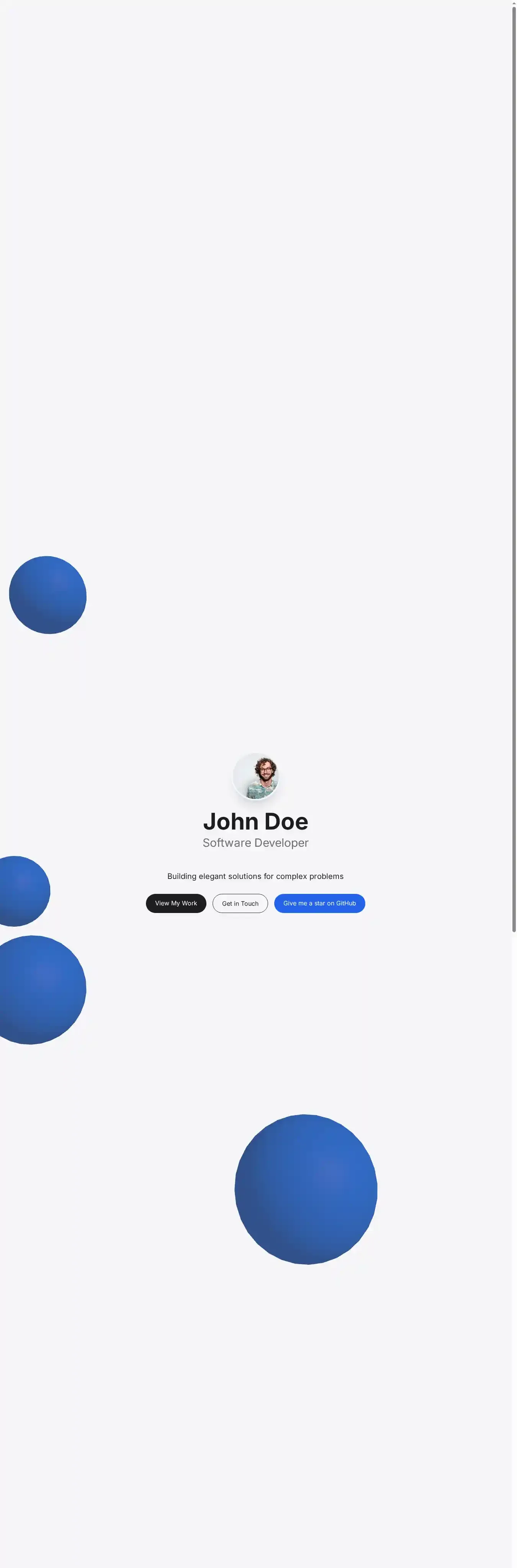 Apple Inspired Portfolio home page on desktop