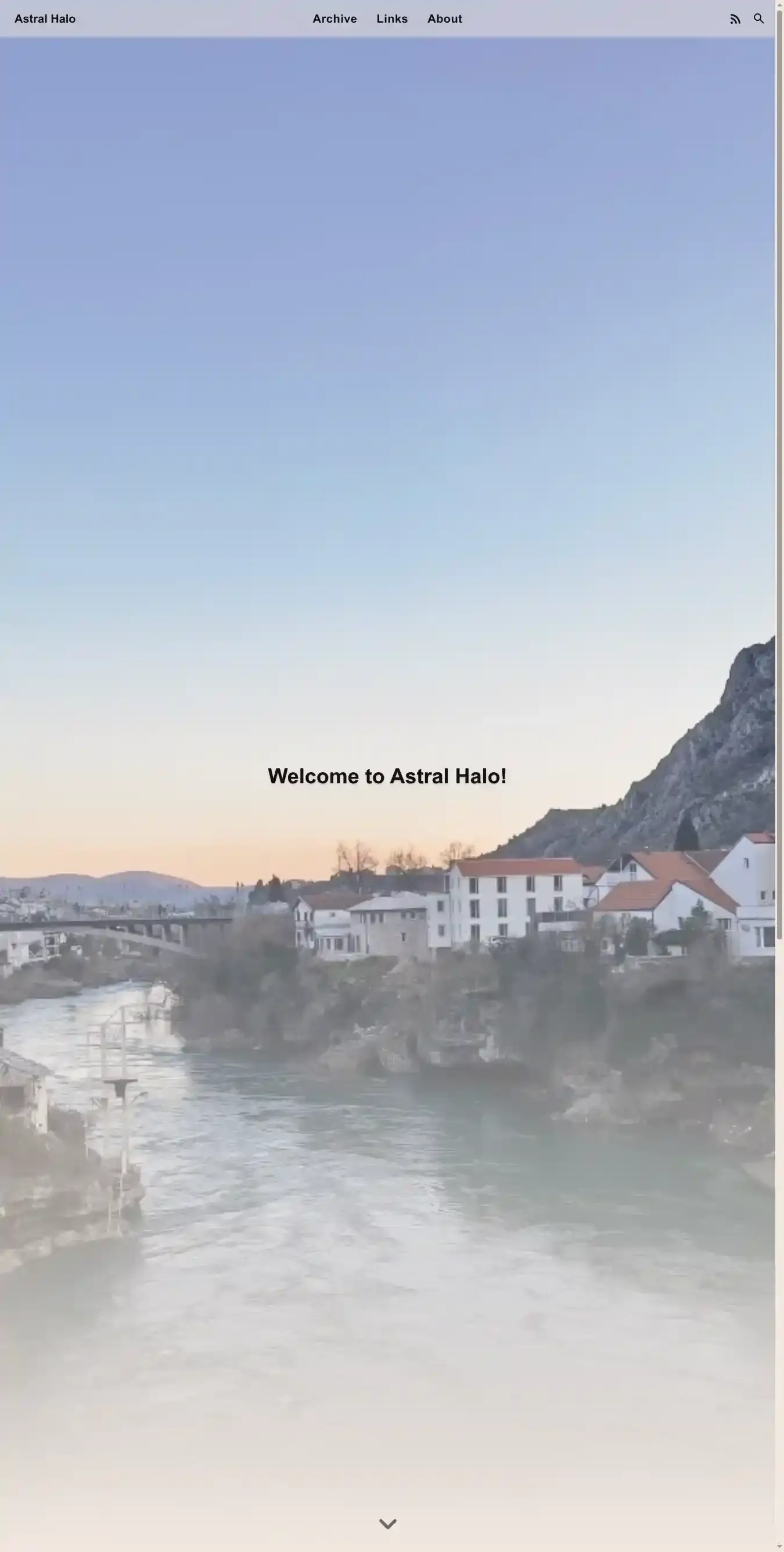 Astral Halo home page on desktop