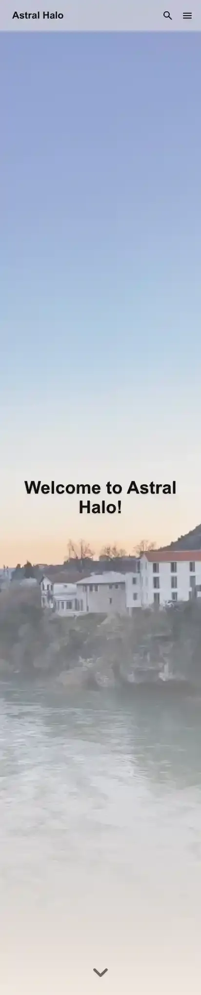 Astral Halo home page on mobile