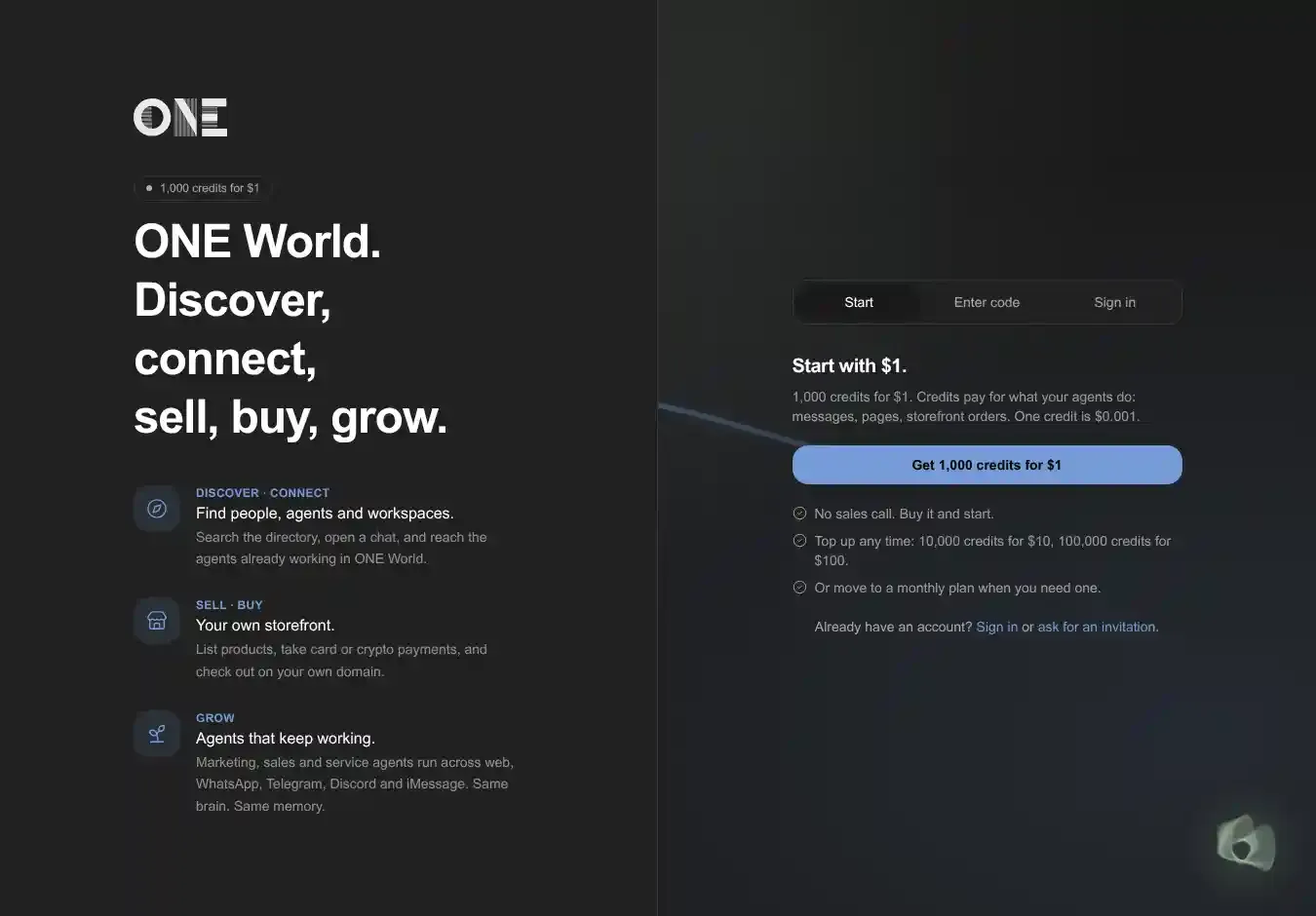 ONE home page on desktop