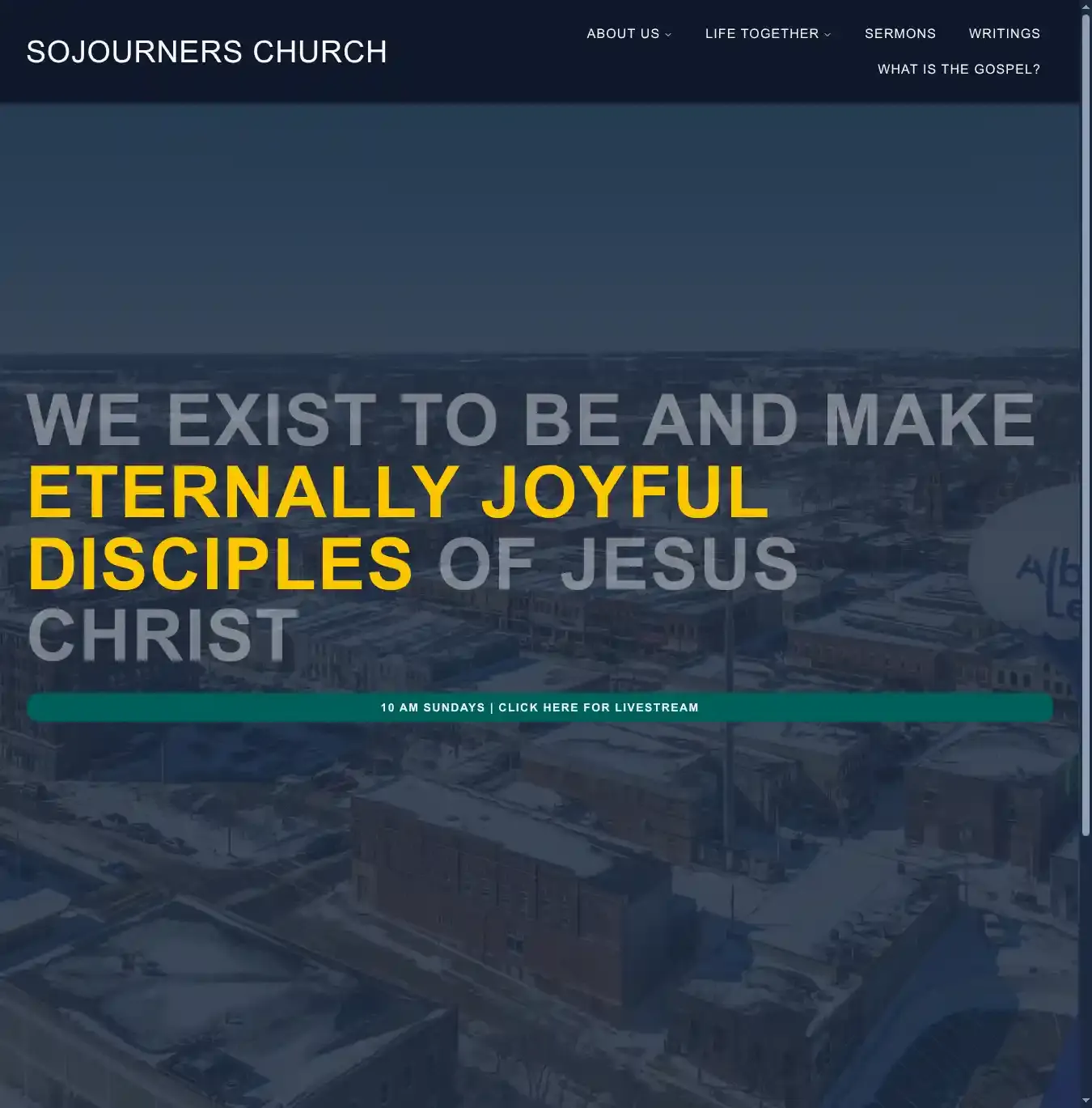 Astro Church home page on desktop