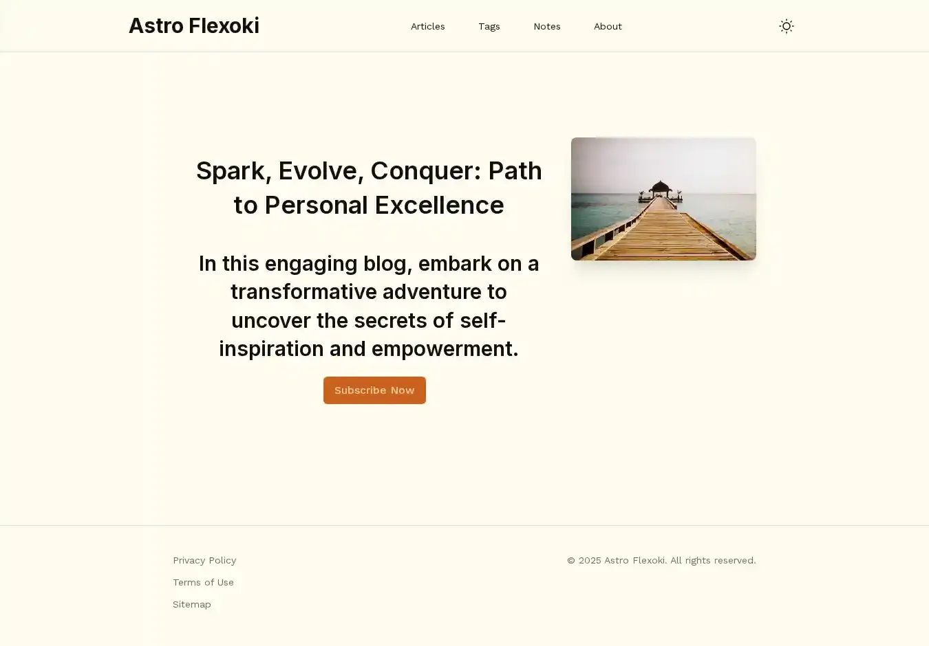 Astro-Flexoki home page on desktop