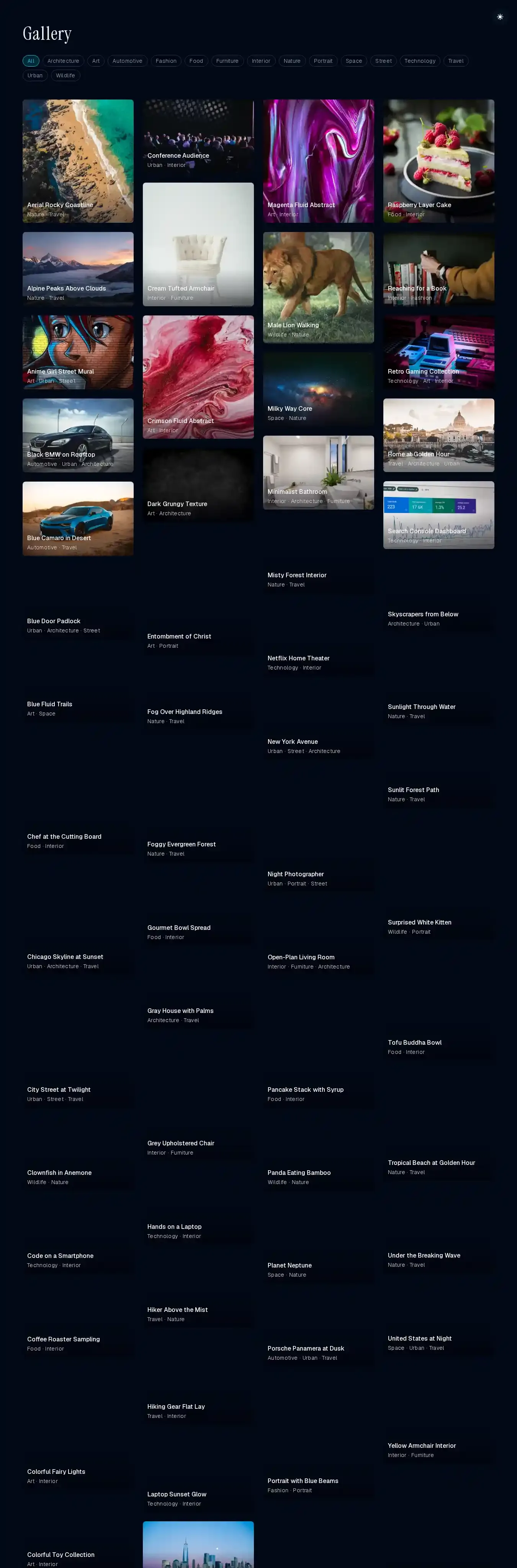 Astro Frame Shift home page on desktop