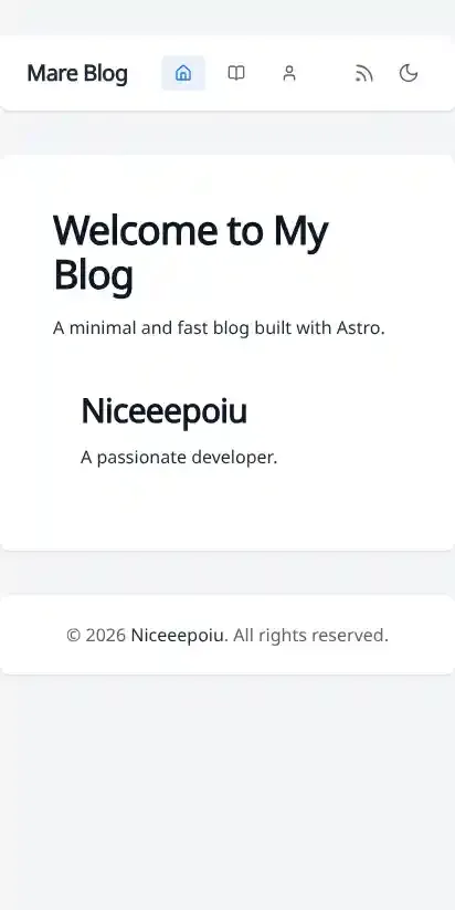 Mare Blog home page on mobile
