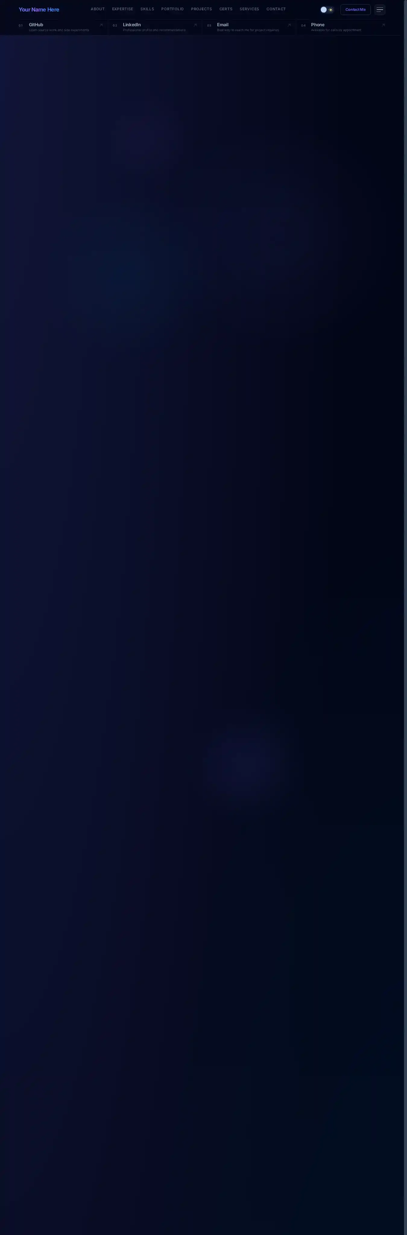 Astro Portfolio Landing Page Printable home page on desktop