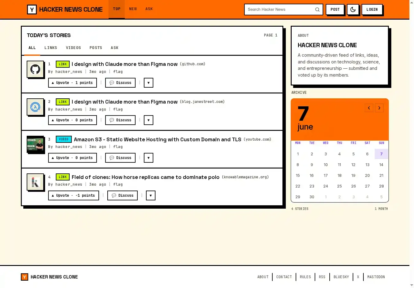 Astro Social News home page on desktop