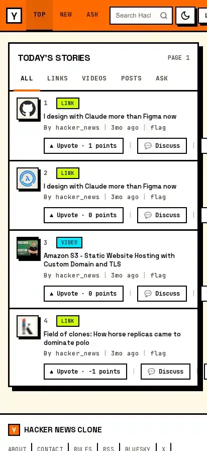 Astro Social News home page on mobile