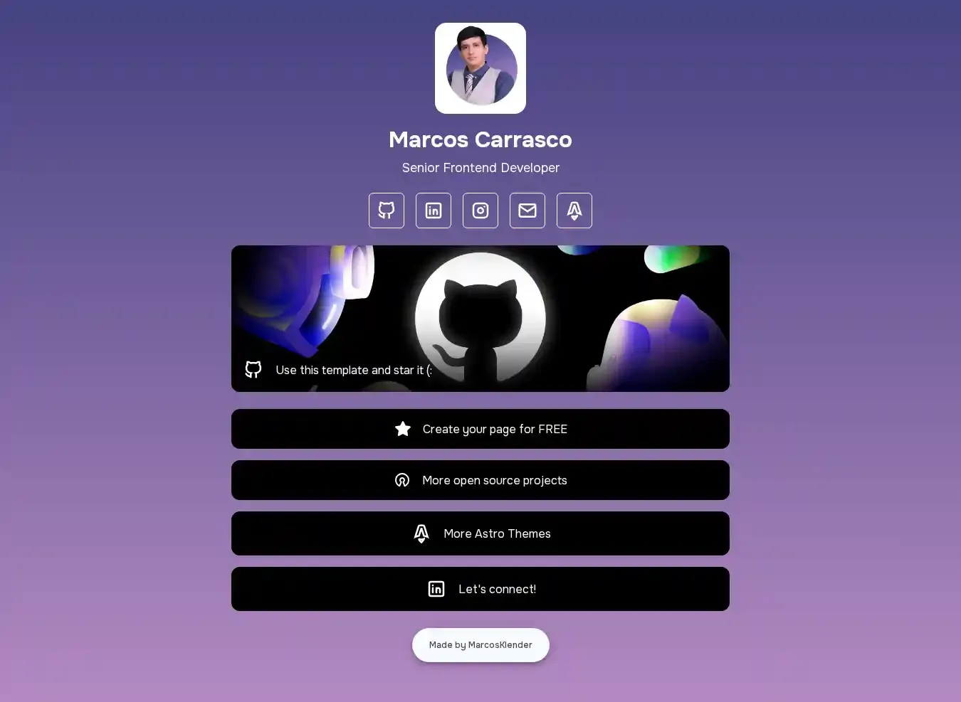 AstroLinkHub home page on desktop
