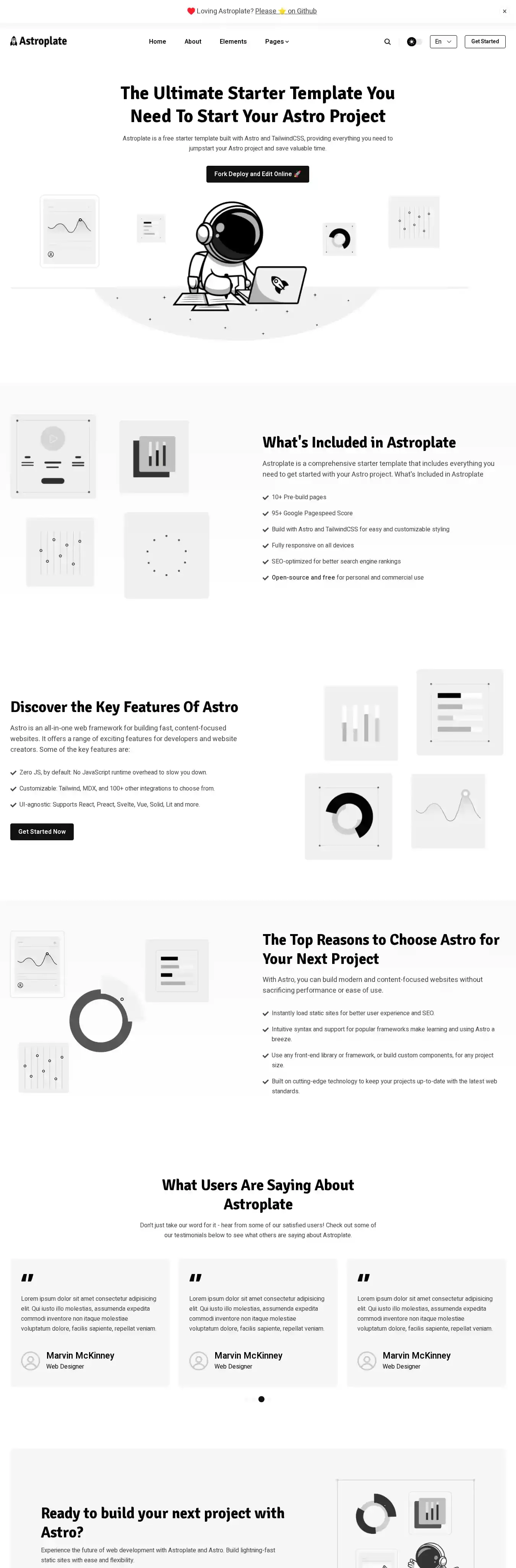 Astroplate - Multilingual Astro Boilerplate home page on desktop