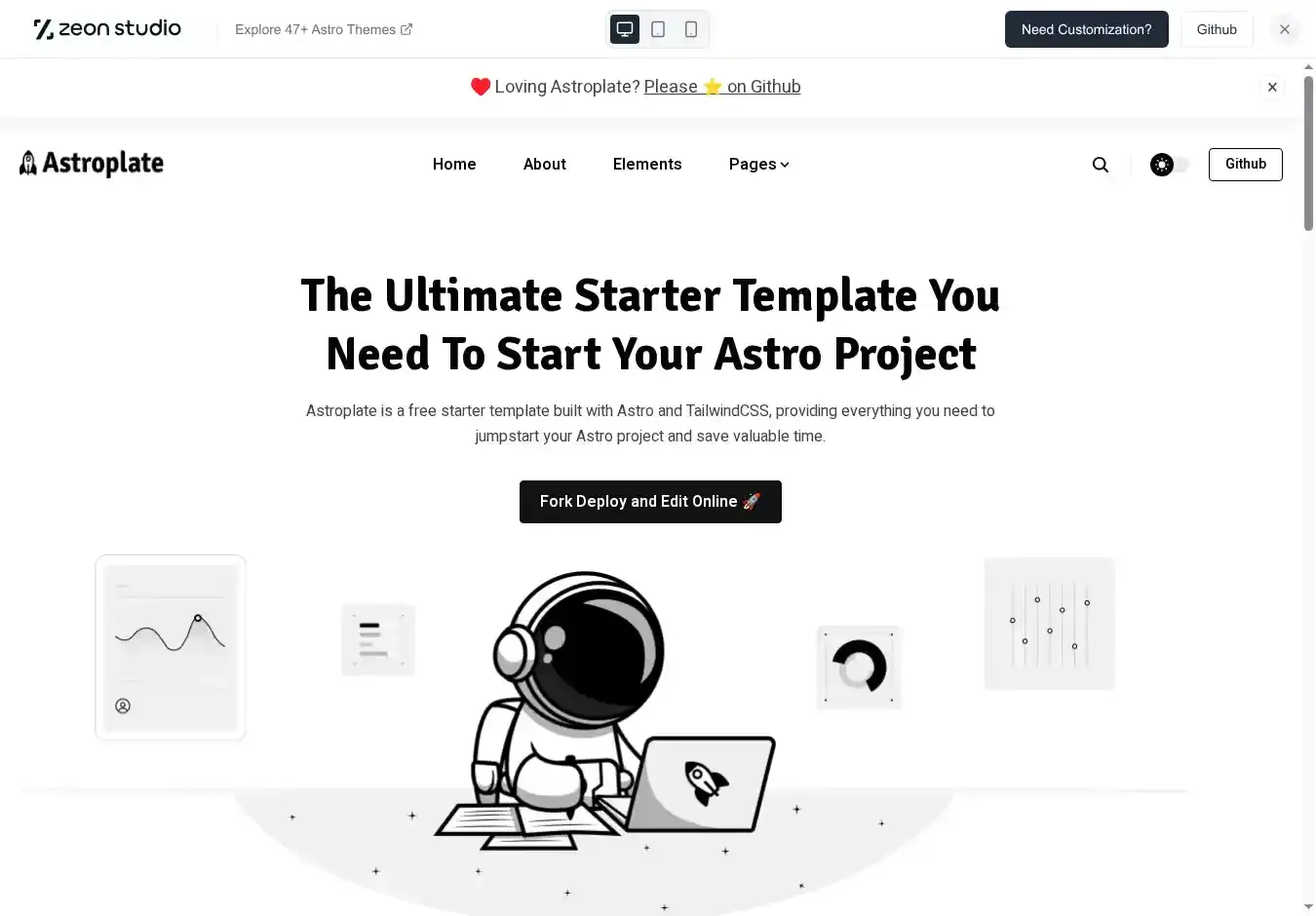 Astroplate - Astro Starter Plate home page on desktop