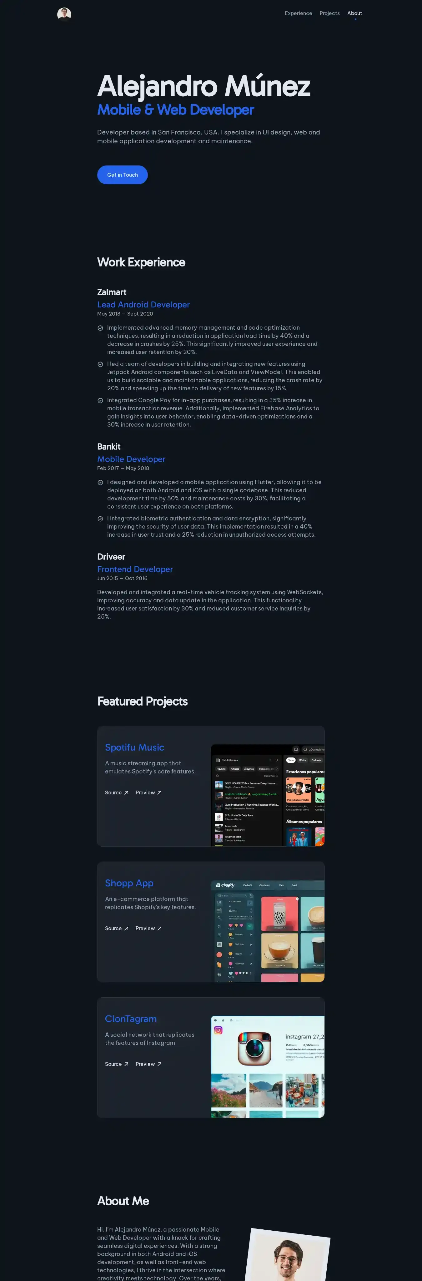 AstroZen - Personal Portfolio Website home page on desktop