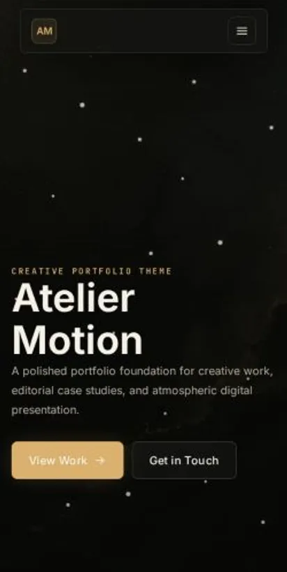 Atelier Motion home page on mobile