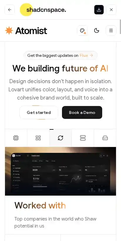 Atomist home page on mobile