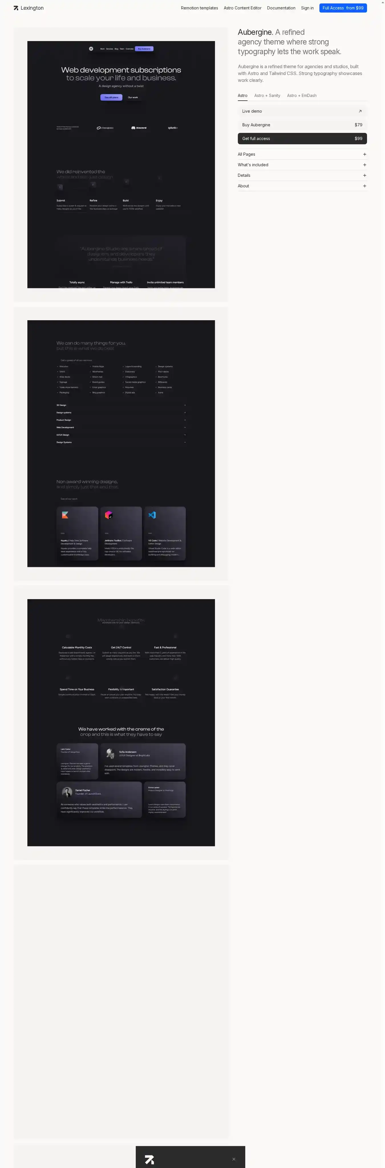 Aubergine home page on desktop