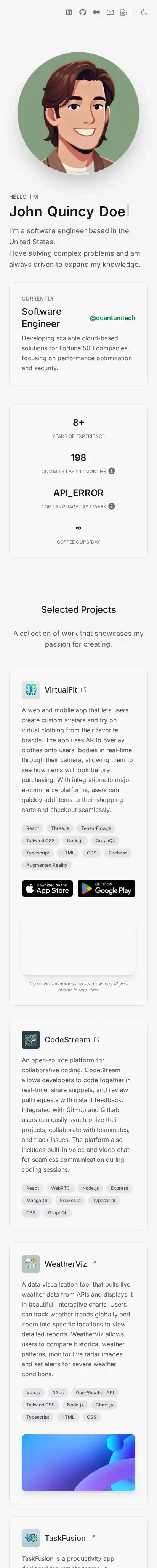Auren Portfolio home page on mobile