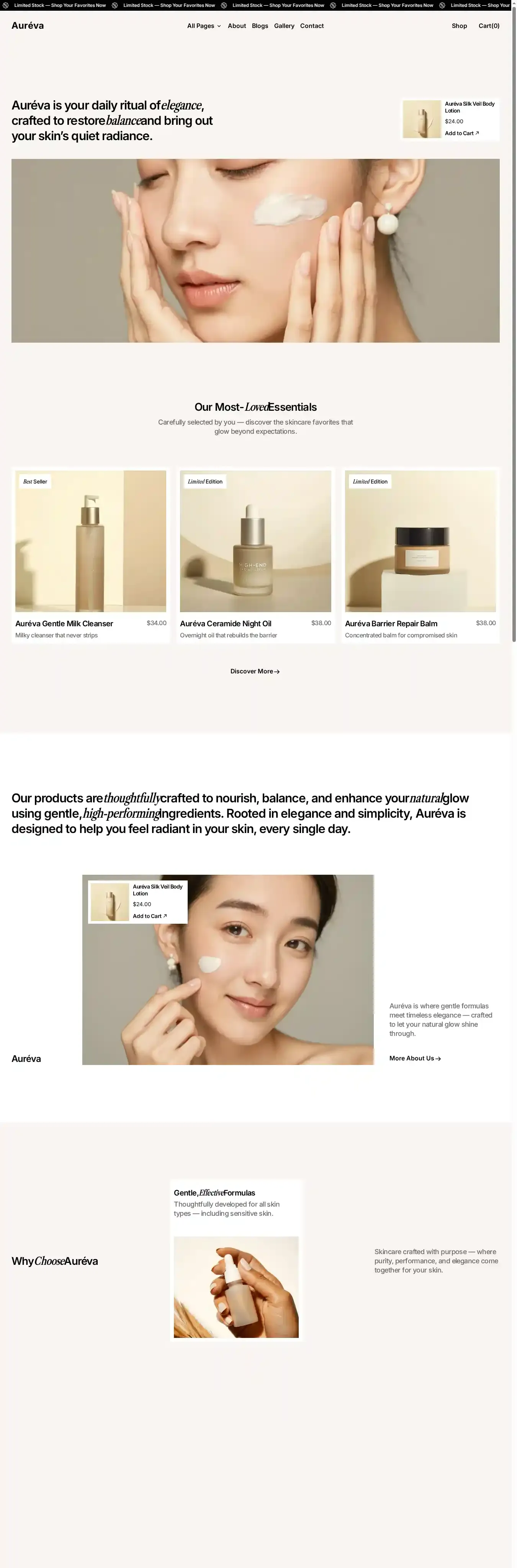 Aureva home page on desktop