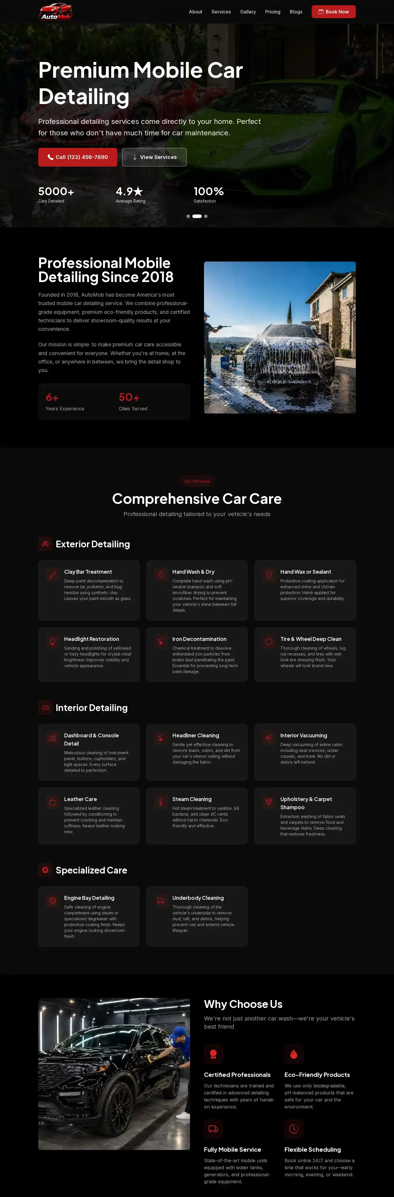 Automob home page on desktop
