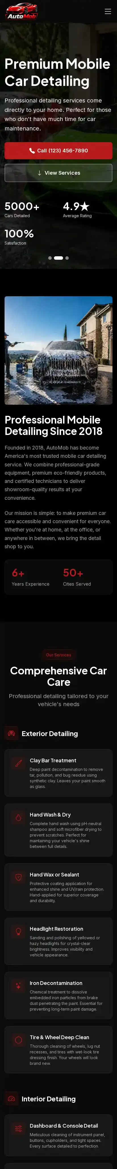 Automob home page on mobile