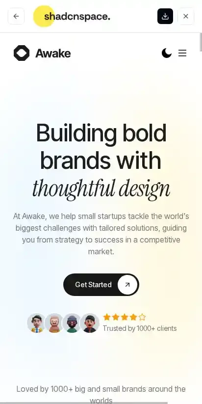 Awake home page on mobile
