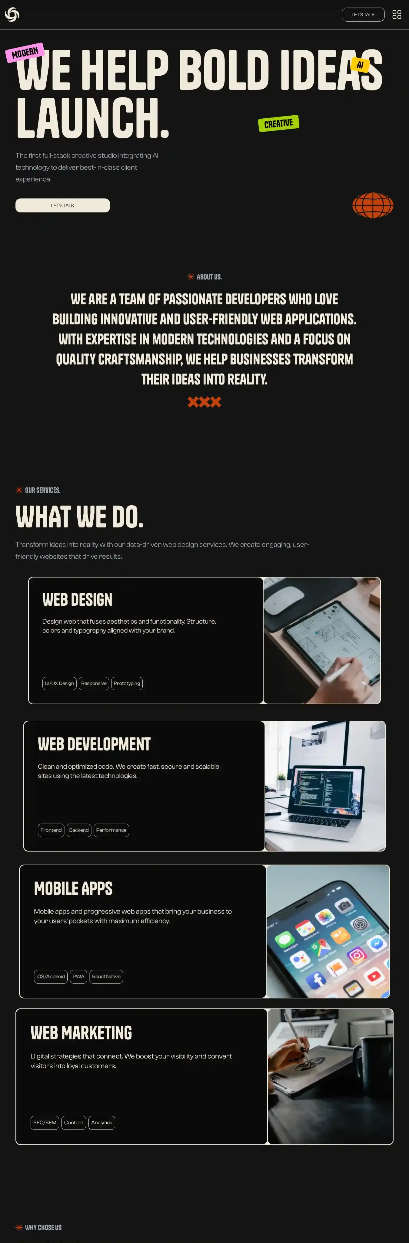 Banyan Studio home page on desktop