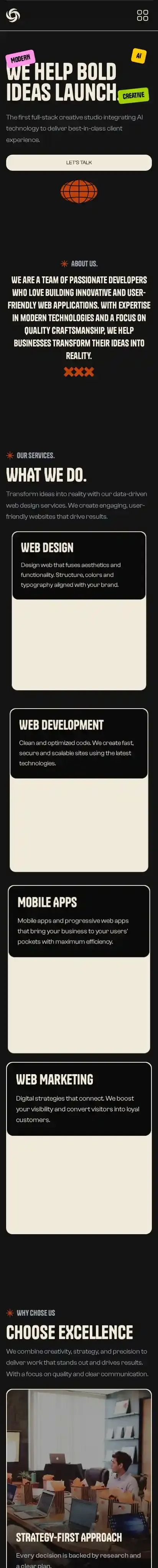 Banyan Studio home page on mobile
