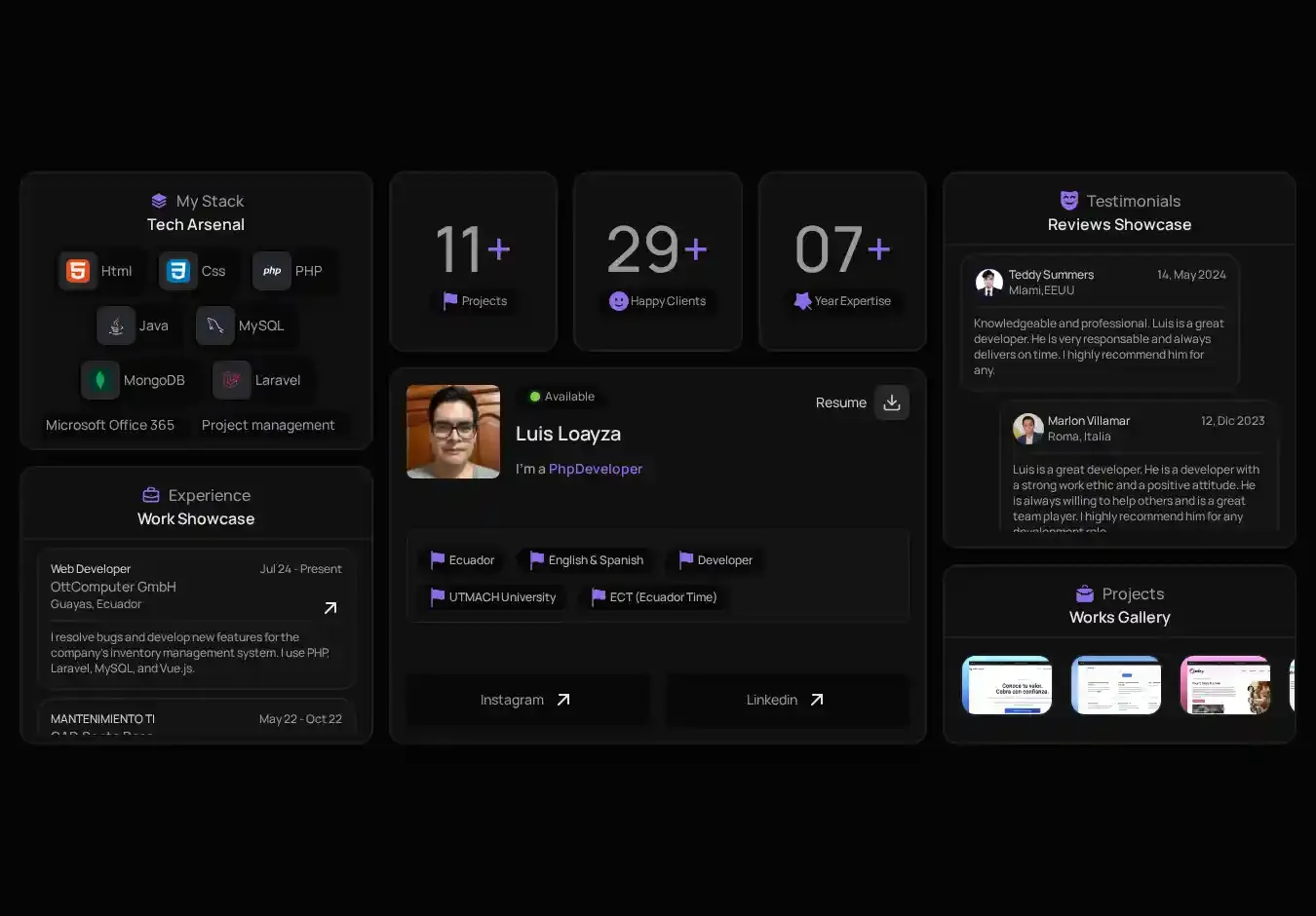 Bentofolio home page on desktop