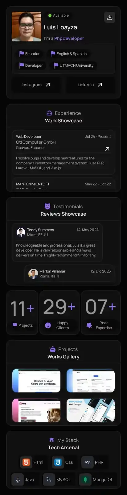 Bentofolio home page on mobile