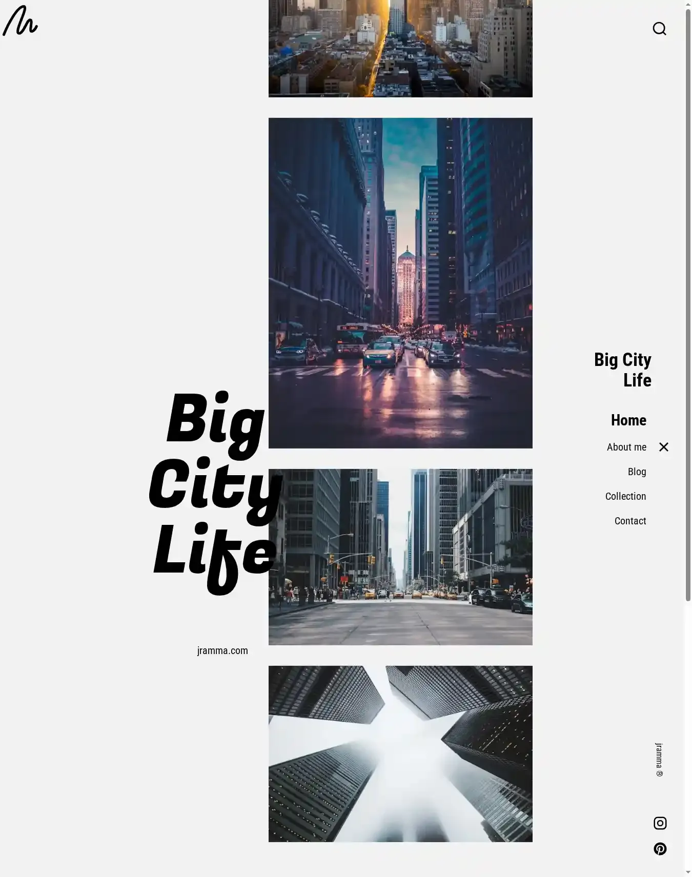 Big City Life home page on desktop