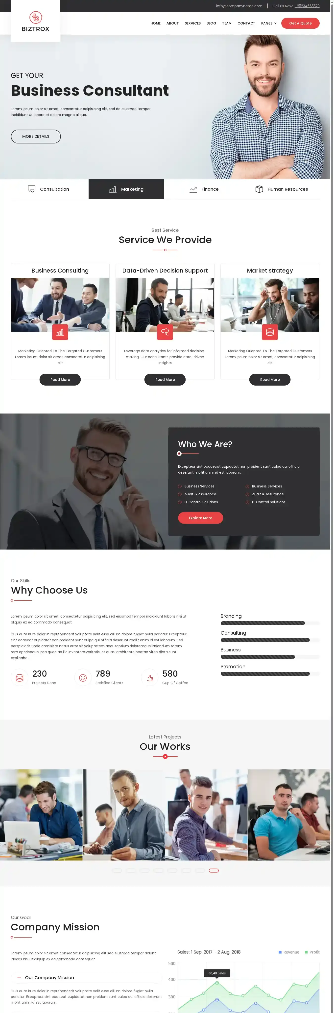 Biztrox Astro home page on desktop