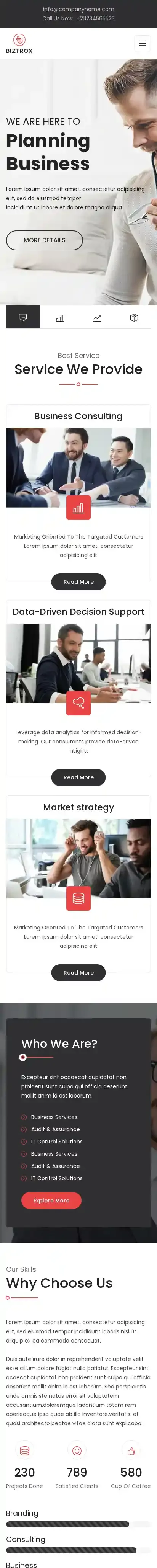 Biztrox Astro home page on mobile