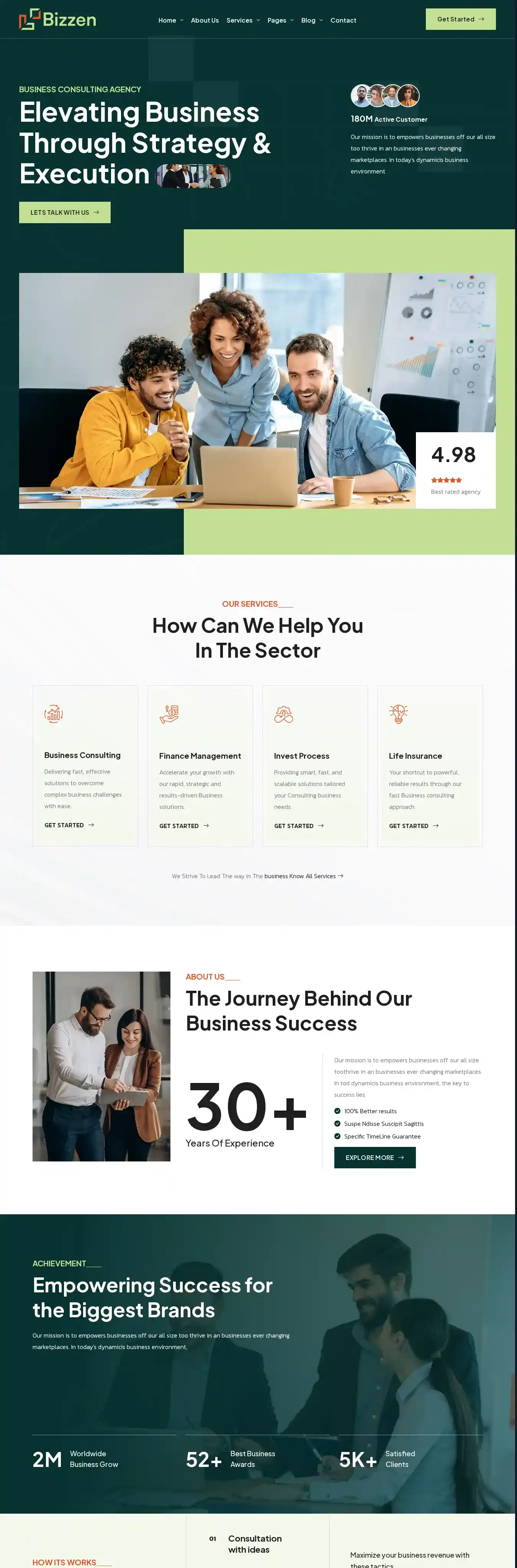 Bizzen home page on desktop