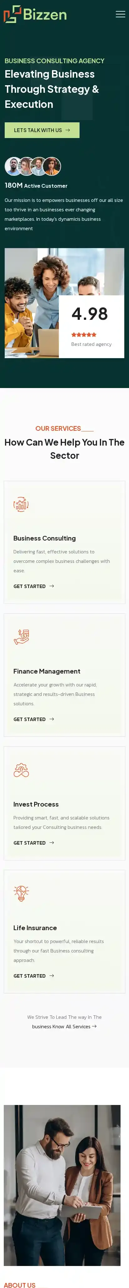 Bizzen home page on mobile