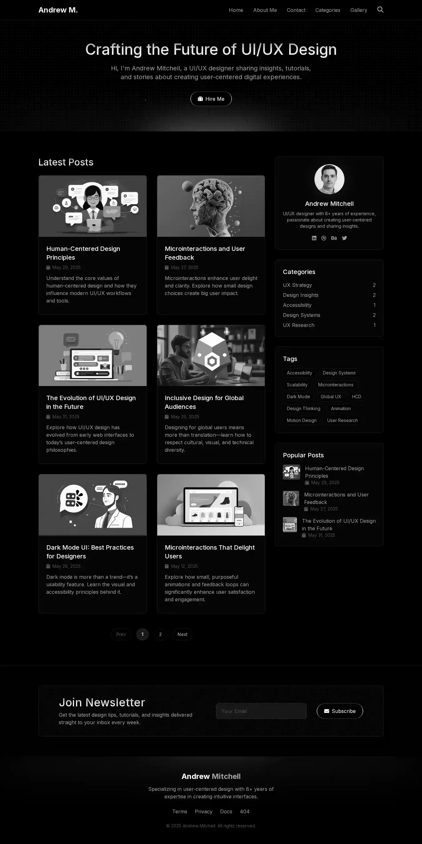 Blackhole home page on desktop