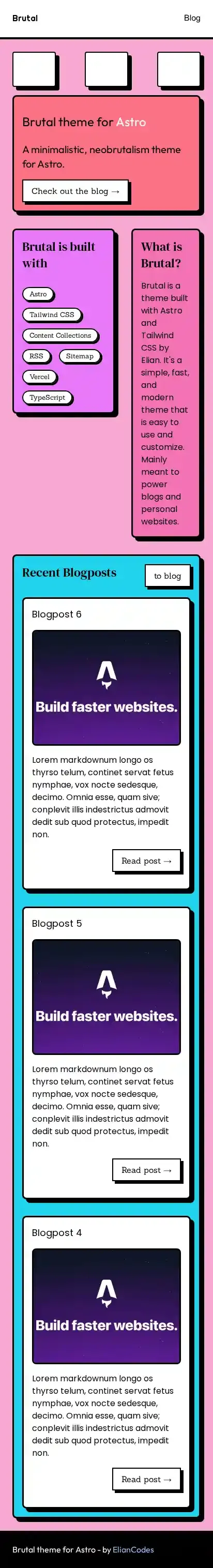 Brutal home page on mobile