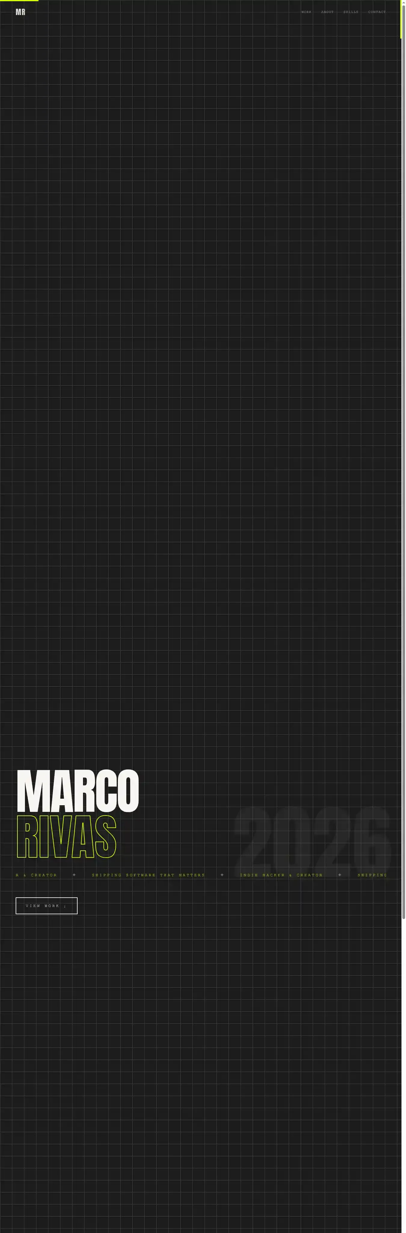 Brutalist Editorial home page on desktop