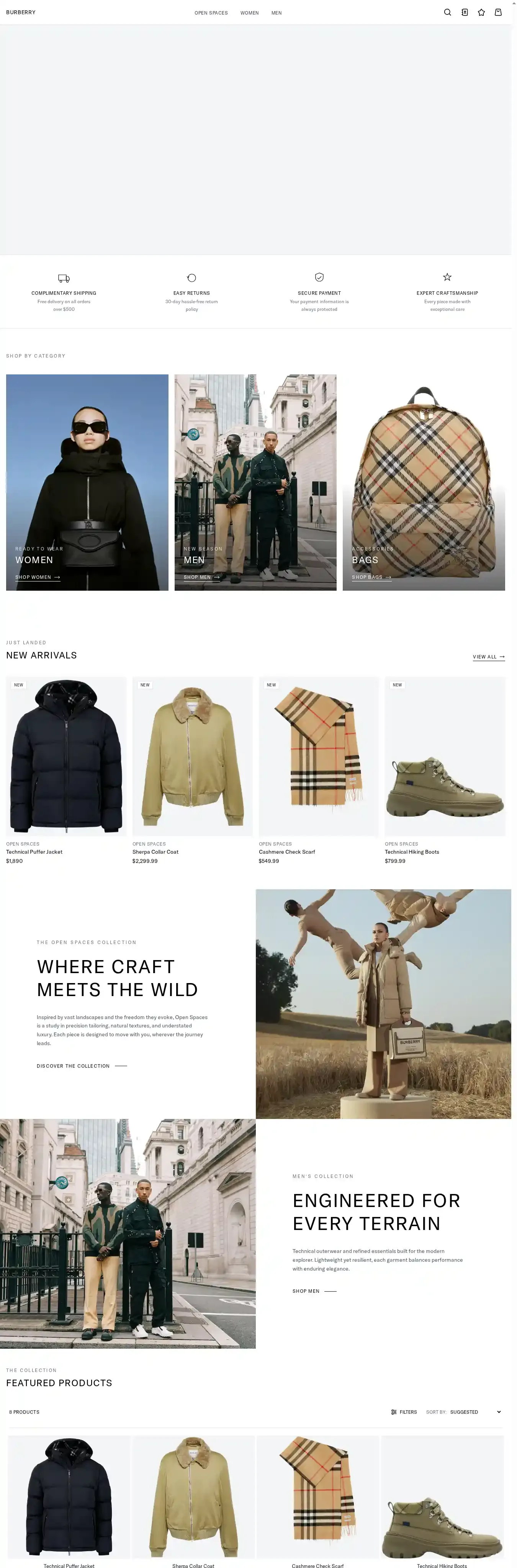 Fashion Store home page on desktop