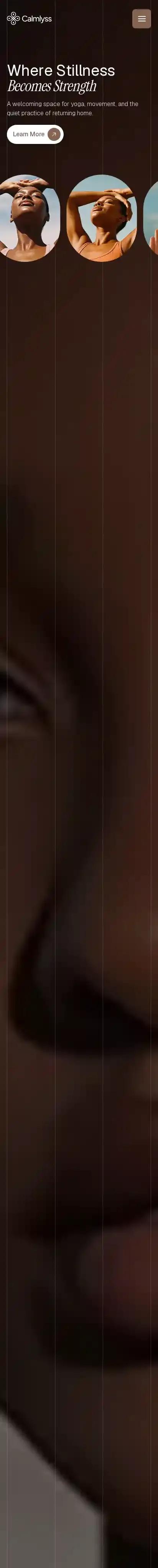 Calmlyss home page on mobile