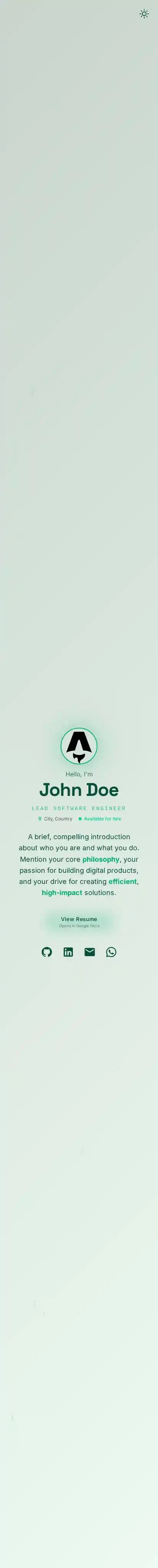 Career Portfolio: Data-Driven Astro SSG home page on mobile