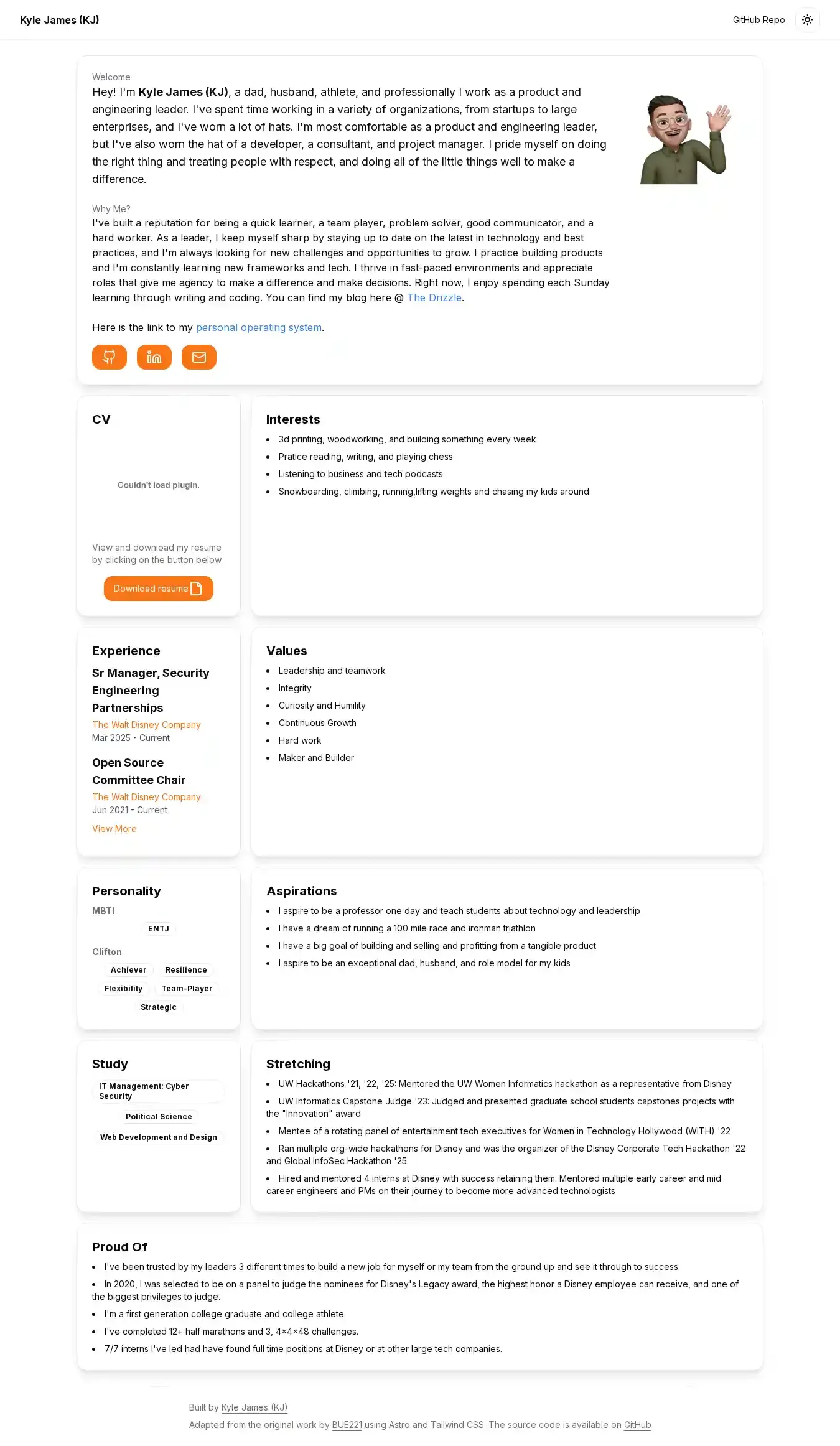 Career Walking Site (Bento box) home page on desktop